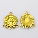 Tibetan Style Alloy Carved Flat Round Chandelier Components TIBEP-EA361Y-AG-FF-1