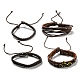 4Pcs 4 Style Adjustable Braided Imitation Leather Cord Bracelet Sets BJEW-F458-13-2