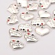 Wedding Theme Antique Silver Tone Tibetan Style Alloy Heart with Father of the Bride Rhinestone Charms TIBEP-N005-19B-2