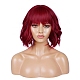 ショートカーリーボブウィッグ  合成かつら  前髪あり  耐熱高温繊維  女性のために  赤ミディアム紫  13.77インチ（35cm） OHAR-I019-10A-1