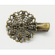 アイアン製ダッカールクリップパーツ  真鍮細工の花のトレイ  アンティークブロンズ  35x25x10mm X-PHAR-B014-AB-1