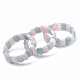 Bracelets extensibles avec perles aigue-marine et quartz rose BJEW-S137-20-2