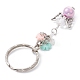 Porte-clés en perles acryliques ange avec breloques en résine opaque à fleurs KEYC-JKC00533-3