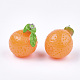 樹脂チャーム  プラチナトーン鉄パーツ  模造食品  オレンジ  サンゴ  24~25x21x19.5~20mm  穴：2mm X-RESI-T028-42-3
