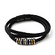 Word Love You Forever Leather Braided Triple Layer Multi-strand Bracelet JB751A-2