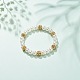 ABS Plastic Pearl & Brass Round Beaded Stretch Bracelet with Clear Rhinestone for Women BJEW-JB08523-01-2