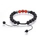Natural Lava Rock and Non-Magnetic Synthetic Hematite Beads Braided Bead Bracelets BJEW-JB03975-07-3