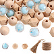 80pcs polygone et perles de bois rondes DIY-CF0001-01-2