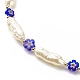 Collar de perlas de imitación abs y cuentas de vidrio millefiori para mujer NJEW-JN03918-4
