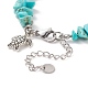 Synthetic Turquoise(Dyed) Chips & Imitation Pearl Beaded Bracelet with Alloy Turtle Charm BJEW-TA00145-5