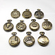 Vintage rondes alliage de zinc cadrans plats montre à quartz pour création de montre de poche collier pendentif  WACH-R005-M01-1