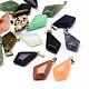 Faceted Rhombus Natural & Synthetic Mixed Stone Pendants G-R313-M-1