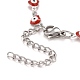 Coeur en émail avec bracelet chaînes à maillons mauvais œil BJEW-P271-07P-01-3