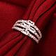 Laiton argenté zircone cubique anneaux de mariage pour les femmes RJEW-BB00721-7-4