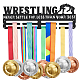 Espositore da parete con porta medaglie in ferro a tema sportivo ODIS-WH0021-666-1