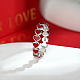 925 anello a forma di cuore in argento sterling placcato platino e rodio FL0127-3-2