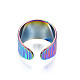 Ion Plating(IP) Rainbow Color 304 Stainless Steel Texture Open Cuff Ring RJEW-S405-258M-3