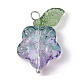 Colgantes de flores de vidrio transparente y hojas de acrílico PALLOY-JF02287-01-2