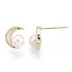 Orecchini a bottone con conchiglia bianca naturale e perla a mezzaluna PEAR-N020-05N-2