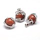 Dragon Platinum Plated Brass Synthetic Goldstone Pendants G-F228-04F-RS-1