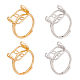 PandaHall Elite 4Pcs 2 Colors Adjustable Brass Ring Components KK-PH0005-29-1