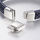 Braided Leather Cord Bracelets BJEW-H561-03G-3