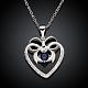 Silver Plated Brass Cubic Zirconia Heart Pendant Necklaces For Women NJEW-BB07259-B-3