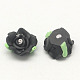 Handmade Polymer Clay 3D Flower with Leaf Beads CLAY-Q202-12mm-03-1
