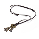 Adjustable Retro Zinc Alloy Pendant and Leather Cord Choker Lariat Necklaces NJEW-BB16014-A-1