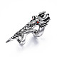 Dragon Armour Alloy Full Finger Ring with Rhinestone RJEW-T009-22AS-2