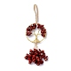 Wire Wrapped Chips Natural Red Jasper Big Pendant Decorations HJEW-H057-03F-2