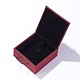 バーラップと布のペンダントネックレスボックス  正方形  暗赤色  10.5x10x4.45cm OBOX-D005-01-2