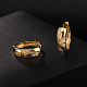 Real 18K Gold Plated Ring Brass Rhinestone Huggie Hoop Earrings EJEW-EE0001-114-2