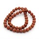 Frosted Grade A Natural Red Jasper Round Bead Strands G-M272-18-16mm-2