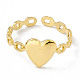 Ионное покрытие (ip) 304 кольцо из нержавеющей стали с открытым сердцем для женщин RJEW-G275-09G-2