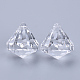 透明なアクリルパーツ  多面カット  ダイヤモンド  透明  15x15mm  穴：2mm  約370個/500g TACR-Q260-C-V01-3
