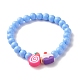 Bracciale elasticizzato con perline rotonde in plastica color caramello con argilla polimerica a forma di cibo per bambini BJEW-JB07582-4