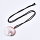 Natural Shell Fossil Pendant Necklaces NJEW-S421-004-2