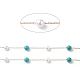 304 chaînes à maillons en perles de turquoise synthétique en acier inoxydable avec verre CHS-P016-47G-2
