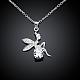 Silver Plated Brass Cubic Zirconia Fairy Pendant Necklaces NJEW-BB03304-2