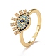 Colorful Cubic Zirconia Evil Eye Open Cuff Ring RJEW-G251-03G-3