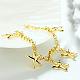 Exquisite Brass Rolo Chains Starfish Charm Bracelets For Women BJEW-BB01537-4