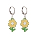 4 Pair 4 Color Alloy Enamel Flower Dangle Leverback Earrings EJEW-JE05236-3