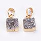 Electroplated Natural Druzy Quartz Crystal Charms G-G673-02-2