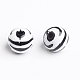 Chunky Bubblegum White and Black Acrylic Zebra Striped Style Heart Beads X-SACR-C020-42-4