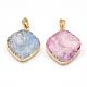 Electroplated Natural & Dyed Druzy Agate Pendants G-N0167-021-1