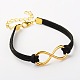 Valentines Gift Ideas for Her Faux Suede Cord Alloy Infinity Link Bracelets X-BJEW-JB01260-3