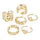 6Pcs 6 Styles Brass Micro Pave Clear Cubic Zirconia Cuff Rings RJEW-LS0001-45G-4