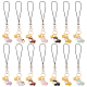 14Pcs Cell Phone Strap Charm Cow & Heart Enamel Charm Hanging Keychain for Women HJEW-PH01847-1