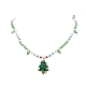 Acryl-Weihnachtsbaum-Anhänger-Halskette NJEW-TA00076-3